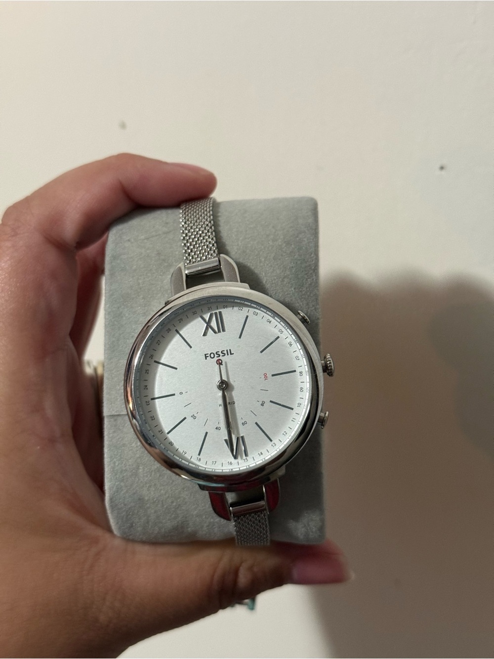 Fossil Silver-Tone Women's Mesh Bracelet Watch